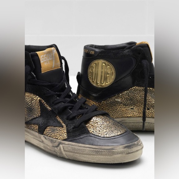 golden goose high top sneakers black and gold - Picture 2 of 8